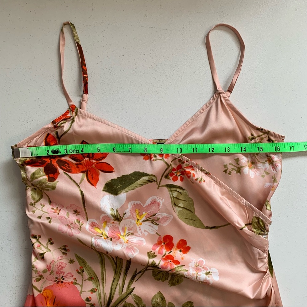 Lulu's Pink Floral Midi Slip Dress with Orange Floral Accents NWOT - Picture 13 of 16